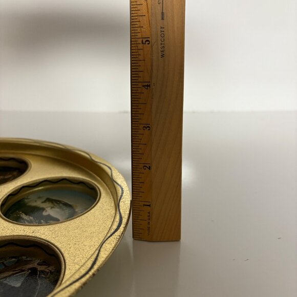 Minnesota Wildlife Souvenir Goldtone Metal Drink Serving Tray Vintage - Picture 5 of 5